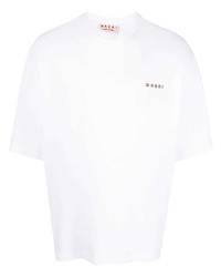 T-shirt à col rond brodé blanc Marni