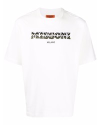 T-shirt à col rond brodé blanc Missoni