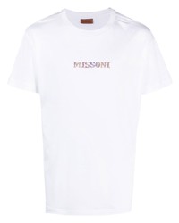 T-shirt à col rond brodé blanc Missoni