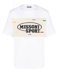 T-shirt à col rond brodé blanc Missoni