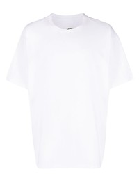 T-shirt à col rond brodé blanc MM6 MAISON MARGIELA
