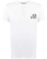 T-shirt à col rond brodé blanc Moncler