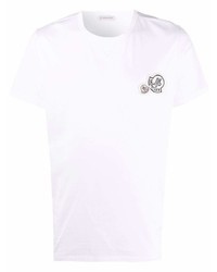 T-shirt à col rond brodé blanc Moncler