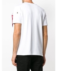 T-shirt à col rond brodé blanc Alpha Industries