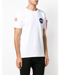 T-shirt à col rond brodé blanc Alpha Industries