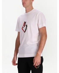 T-shirt à col rond brodé blanc Emporio Armani