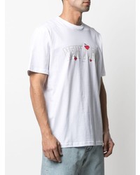 T-shirt à col rond brodé blanc Stampd
