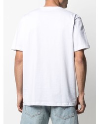 T-shirt à col rond brodé blanc Stampd