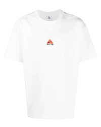 T-shirt à col rond brodé blanc Nike