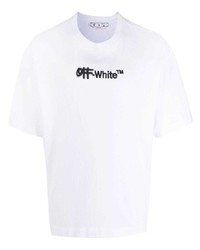 T-shirt à col rond brodé blanc Off-White