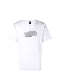 T-shirt à col rond brodé blanc Omc