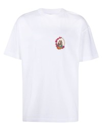 T-shirt à col rond brodé blanc Palm Angels