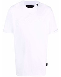 T-shirt à col rond brodé blanc Philipp Plein