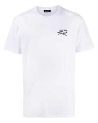 T-shirt à col rond brodé blanc Raf Simons
