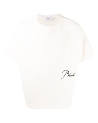 T-shirt à col rond brodé blanc Rhude