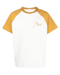 T-shirt à col rond brodé blanc Rhude