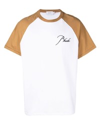 T-shirt à col rond brodé blanc Rhude