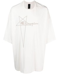 T-shirt à col rond brodé blanc Rick Owens X Champion