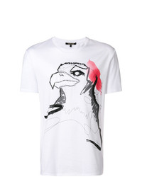T-shirt à col rond brodé blanc Roberto Cavalli