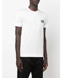 T-shirt à col rond brodé blanc Emporio Armani