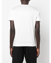 T-shirt à col rond brodé blanc Emporio Armani