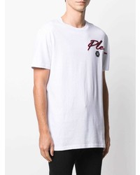 T-shirt à col rond brodé blanc Philipp Plein