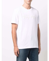 T-shirt à col rond brodé blanc Tommy Hilfiger