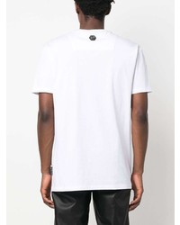 T-shirt à col rond brodé blanc Philipp Plein