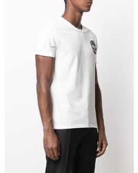 T-shirt à col rond brodé blanc Alexander McQueen