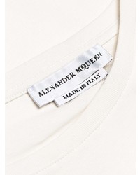 T-shirt à col rond brodé blanc Alexander McQueen