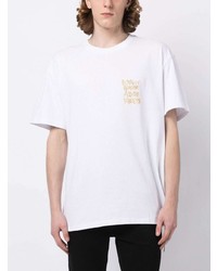 T-shirt à col rond brodé blanc Ksubi