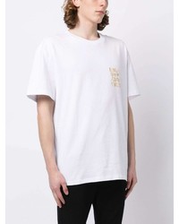 T-shirt à col rond brodé blanc Ksubi