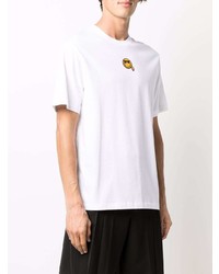 T-shirt à col rond brodé blanc Karl Lagerfeld