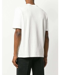 T-shirt à col rond brodé blanc Maison Margiela