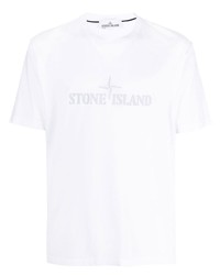 T-shirt à col rond brodé blanc Stone Island
