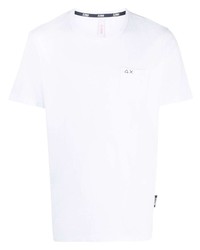 T-shirt à col rond brodé blanc Sun 68