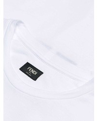 T-shirt à col rond brodé blanc Fendi