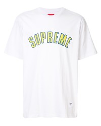 T-shirt à col rond brodé blanc Supreme
