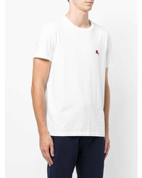 T-shirt à col rond brodé blanc Burberry