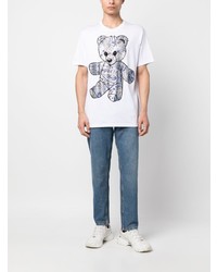 T-shirt à col rond brodé blanc Philipp Plein