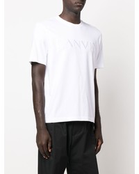 T-shirt à col rond brodé blanc Lanvin