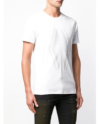 T-shirt à col rond brodé blanc Diesel Black Gold