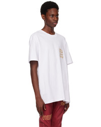 T-shirt à col rond brodé blanc Ksubi