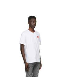 T-shirt à col rond brodé blanc Comme Des Garcons Play