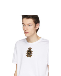 T-shirt à col rond brodé blanc Dolce and Gabbana