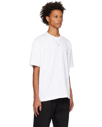 T-shirt à col rond brodé blanc Solid Homme