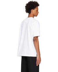 T-shirt à col rond brodé blanc Solid Homme