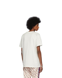 T-shirt à col rond brodé blanc Gucci