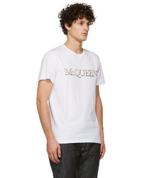 T-shirt à col rond brodé blanc Alexander McQueen