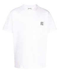 T-shirt à col rond brodé blanc Wooyoungmi